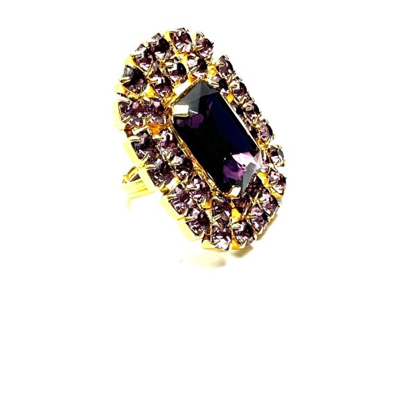 Vintage 1980s Czech Crystal  Parure—Deep Purple Crystal Rhinestone Set — EUC - Picture 6 of 14